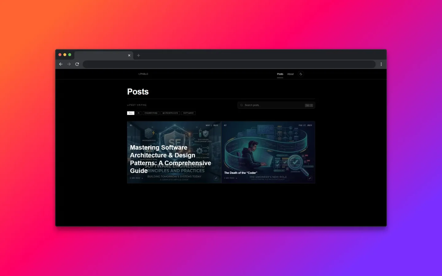 Personal Blog: Personal publishing platform with MDX content, previews, search and private management of posts and media.