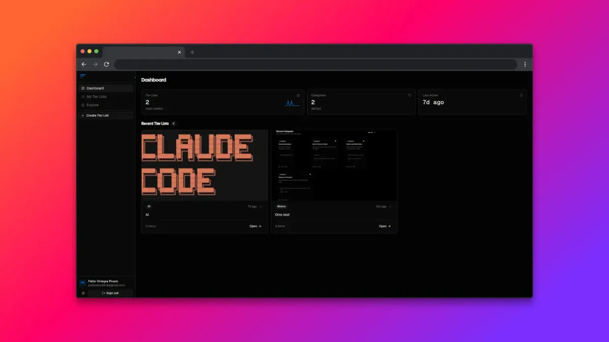 Screenshot of the project Tier Maker