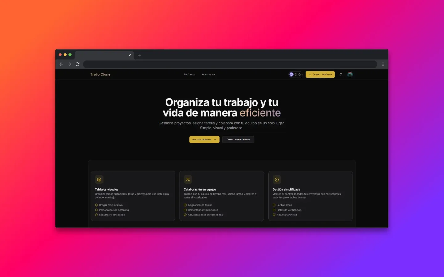 Collaborative Kanban: Visual work-management application with collaboration, permissions, activity tracking, notifications and optimistic updates.